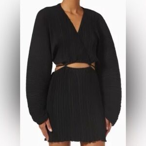 Good American Always Fits Plisse Sculpted Mini Dress-Black-Size 3/4